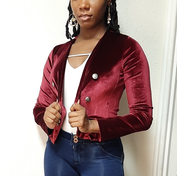 Jackets & Blazers - Midnight Velvet Jacket - Wine